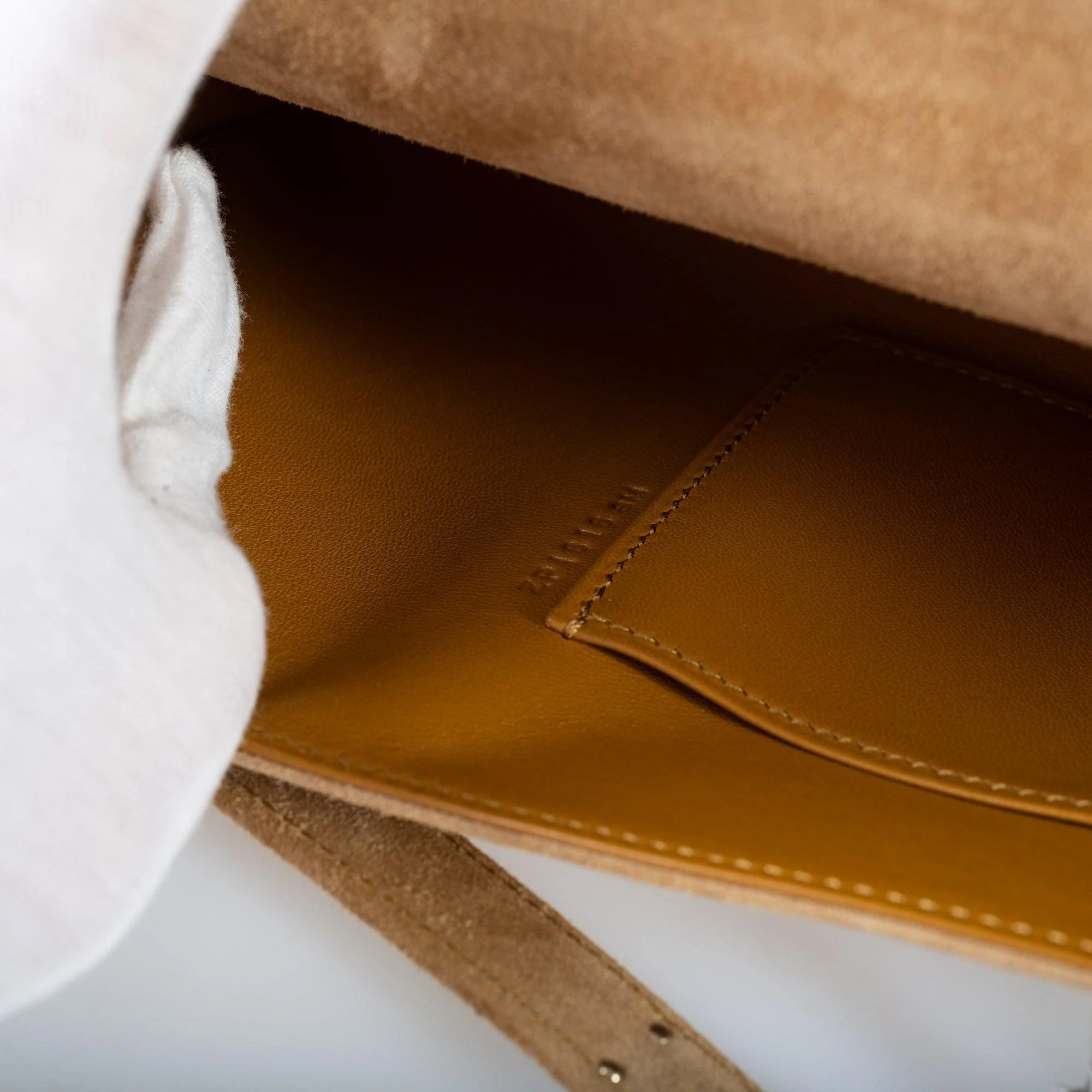 Hermès Kelly Cut Ocre Doblis Suede Palladium Hardware