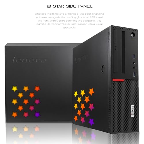 Lenovo Desktop PC Gaming Bundle - Intel Core i7, 16GB RAM, 512GB SSD, 24-inch Monitor, AMD RX 550, RGB Speaker, RGB Keyboard Mouse, WiFi, Win 10 Pro (Renewed)