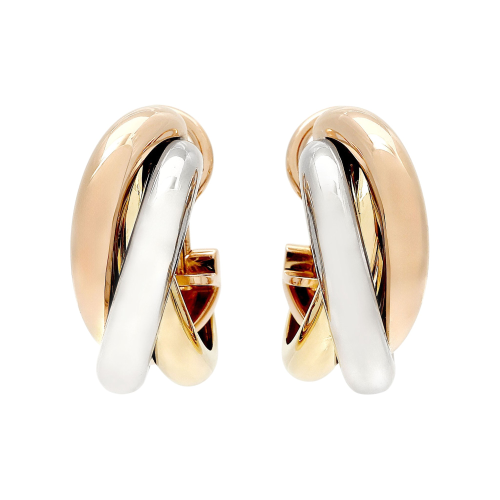 Cartier Trinity Classic Model Earrings Tri-Gold B80083231