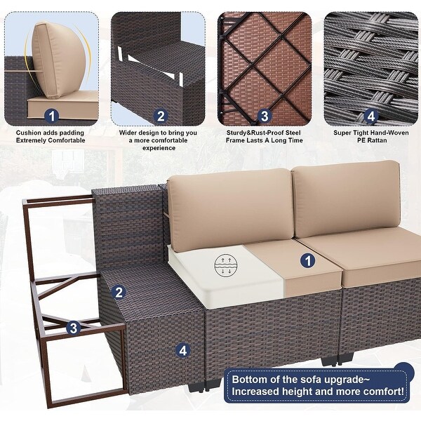 Patio Furniture Sectional Sofa Set,PE Rattan Swivel Rocking Chairs Patio Conversation Set