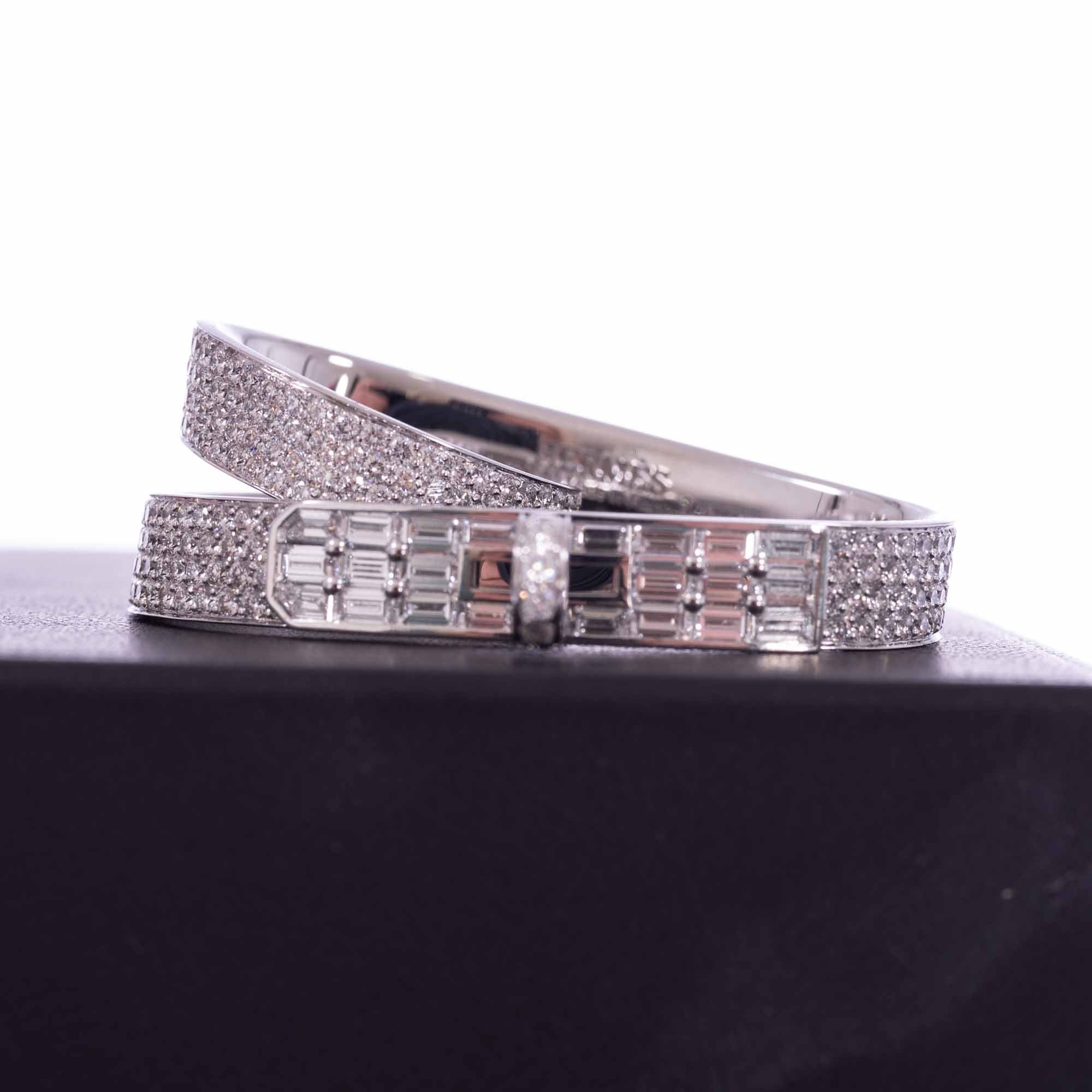Hermès 18K White Gold & Diamond Kelly Gavroche Double Ring