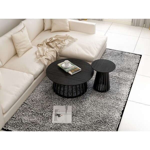Round Coffee Table Set of 2 Grille Molding