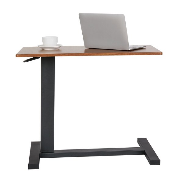 Adjustable C Shape Overbed Bedside Sofa End Table with Hidden Wheels