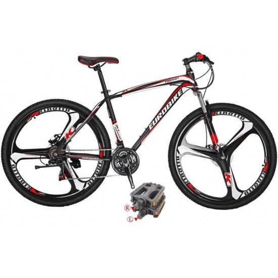 Mountain Bikes X1 21 Speed Dual Disc Brake 27.5 Inches 3 Spoke Wheels Bicycle BlackRed