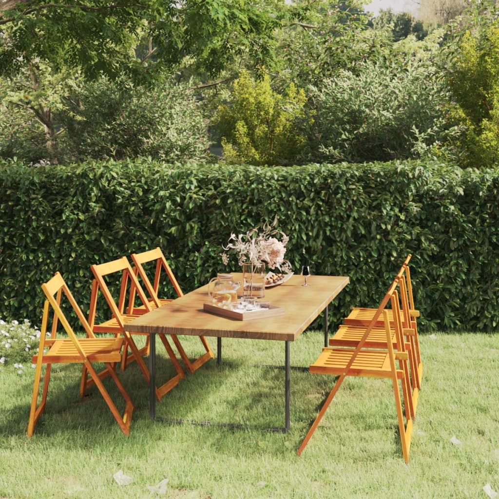 Walmeck Folding Garden Chairs 6 pcs Solid Wood Acacia