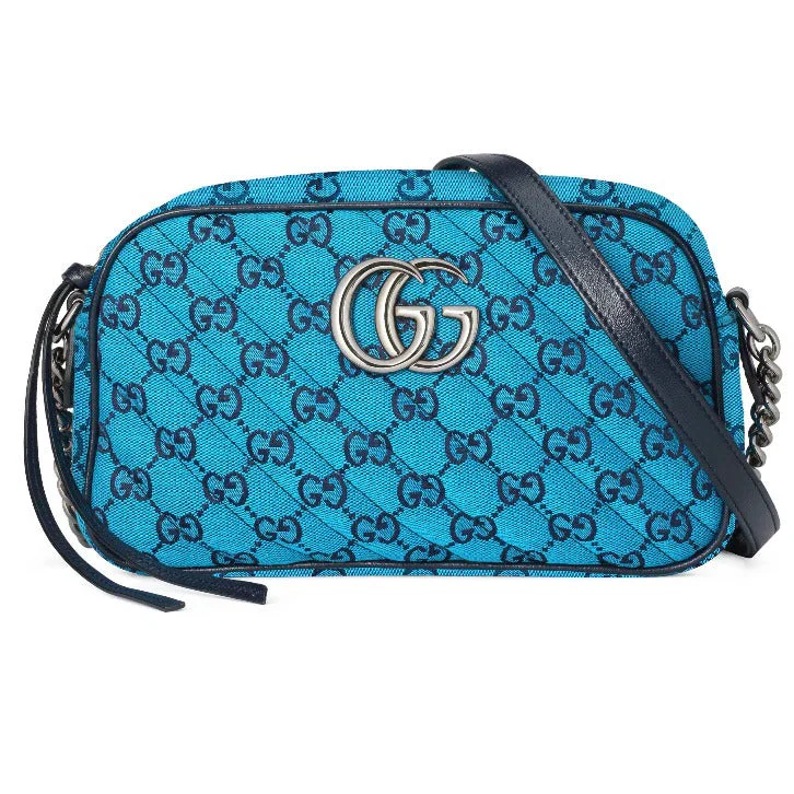 Gucci GG Canvas Marmont Matelasse Crossbody Shoulder Bag – Blue