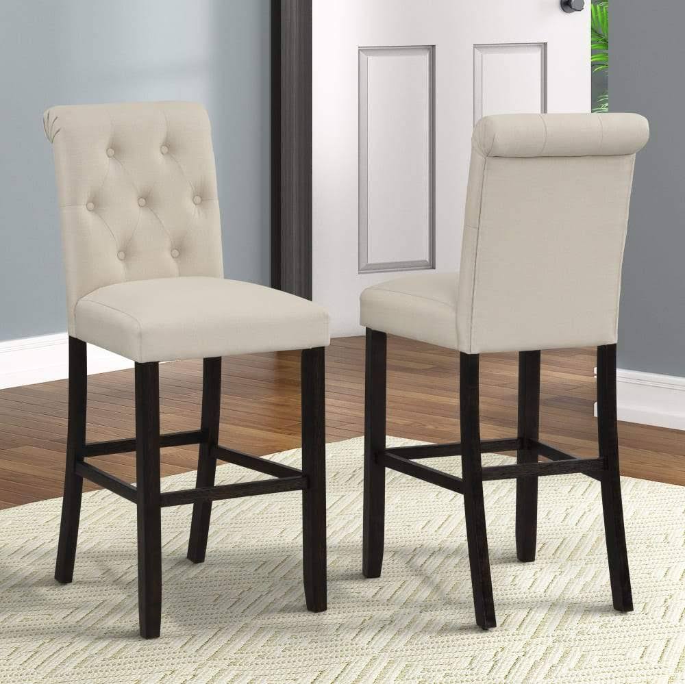 Leviton Solid Wood Tufted Asons Barstool, Set of 2 (Blue)