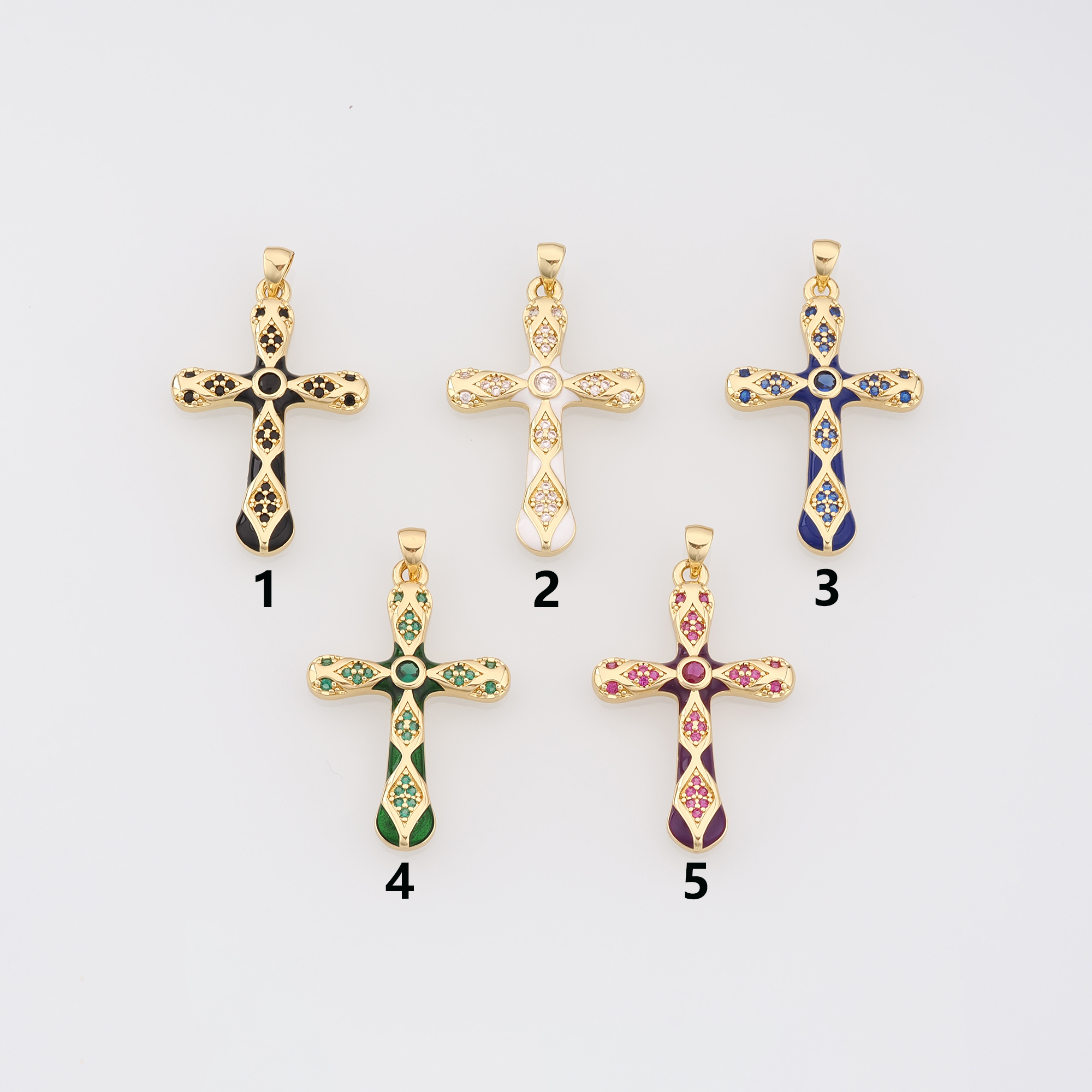 18K Gold Filled Cross Pendant,CZ Micro Pave Cross Charm Earrings Necklace for DIY Jewelry Making Supply