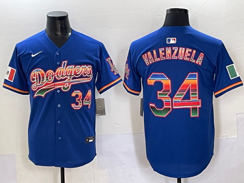 Men's Los Angeles Dodgers Fernando Valenzuela #34 Royal Player Jersey