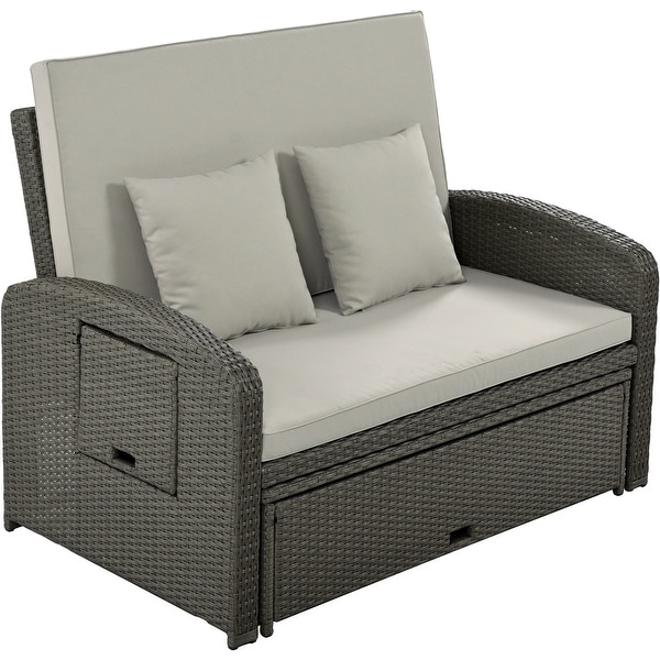 PE Wicker Rattan Reclining Sofa Chair