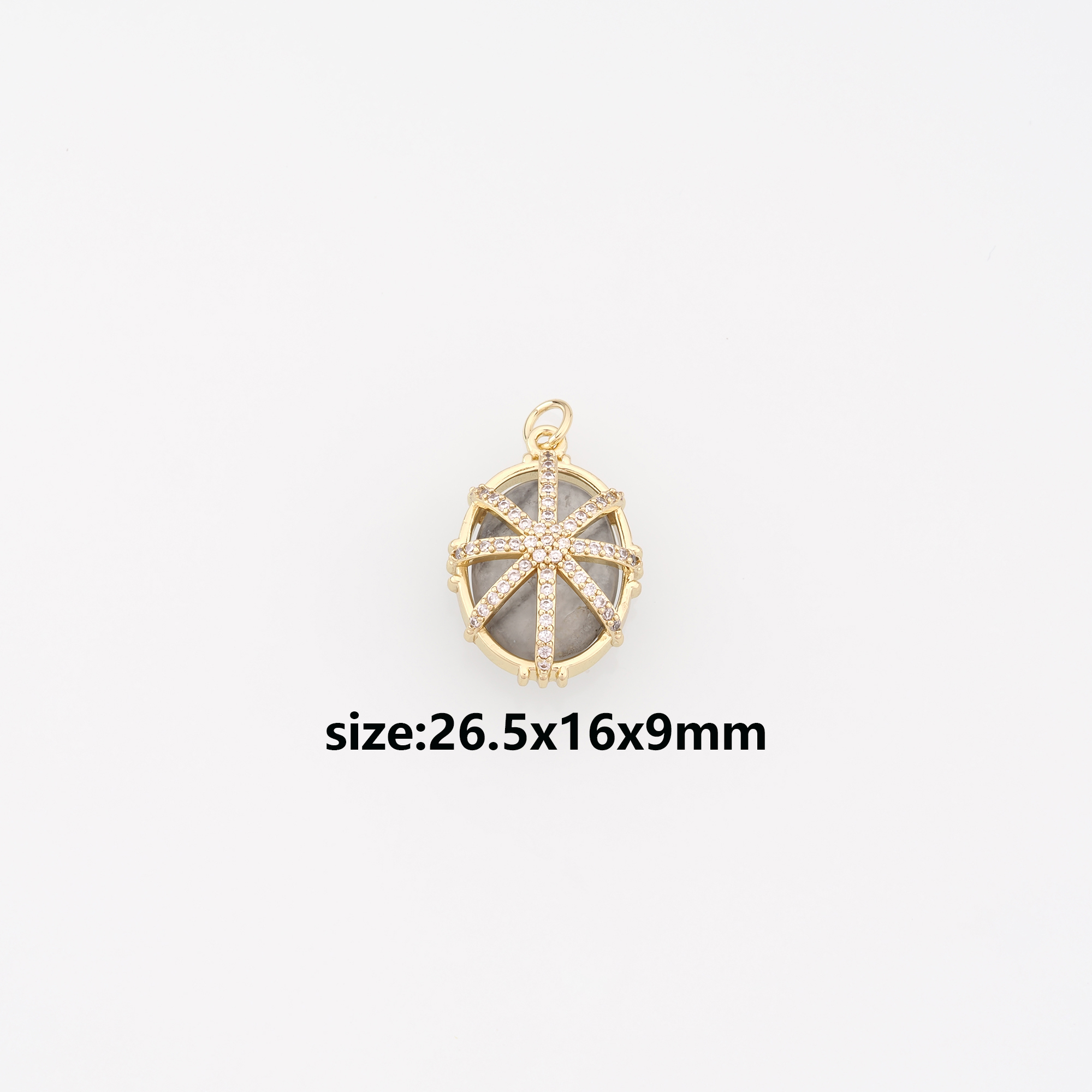 18K Gold Filled Oval Pendant,Natural Stone Oval Charm Earrings Necklace for DIY Jewelry Making Supply
