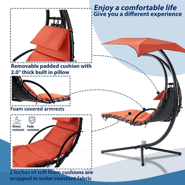 Hanging Chaise Lounger with Removable Canopy