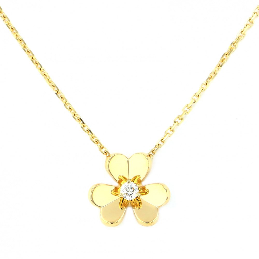 Van Cleef & Arpels Frivole 1P Diamond Necklace 18K Yellow Gold