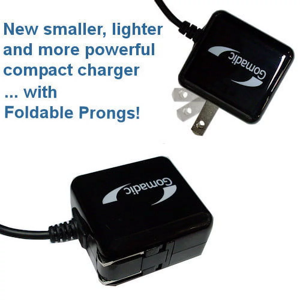 Gomadic Intelligent Compact AC Home Wall Charger suitable for the Garmin Nuvi 3450 3450LM - High output power with a convenient, foldable plug design