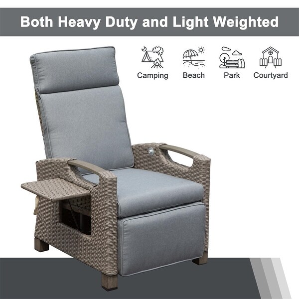 Patio Adjustable Recliner Chair with HandWoven Wicker