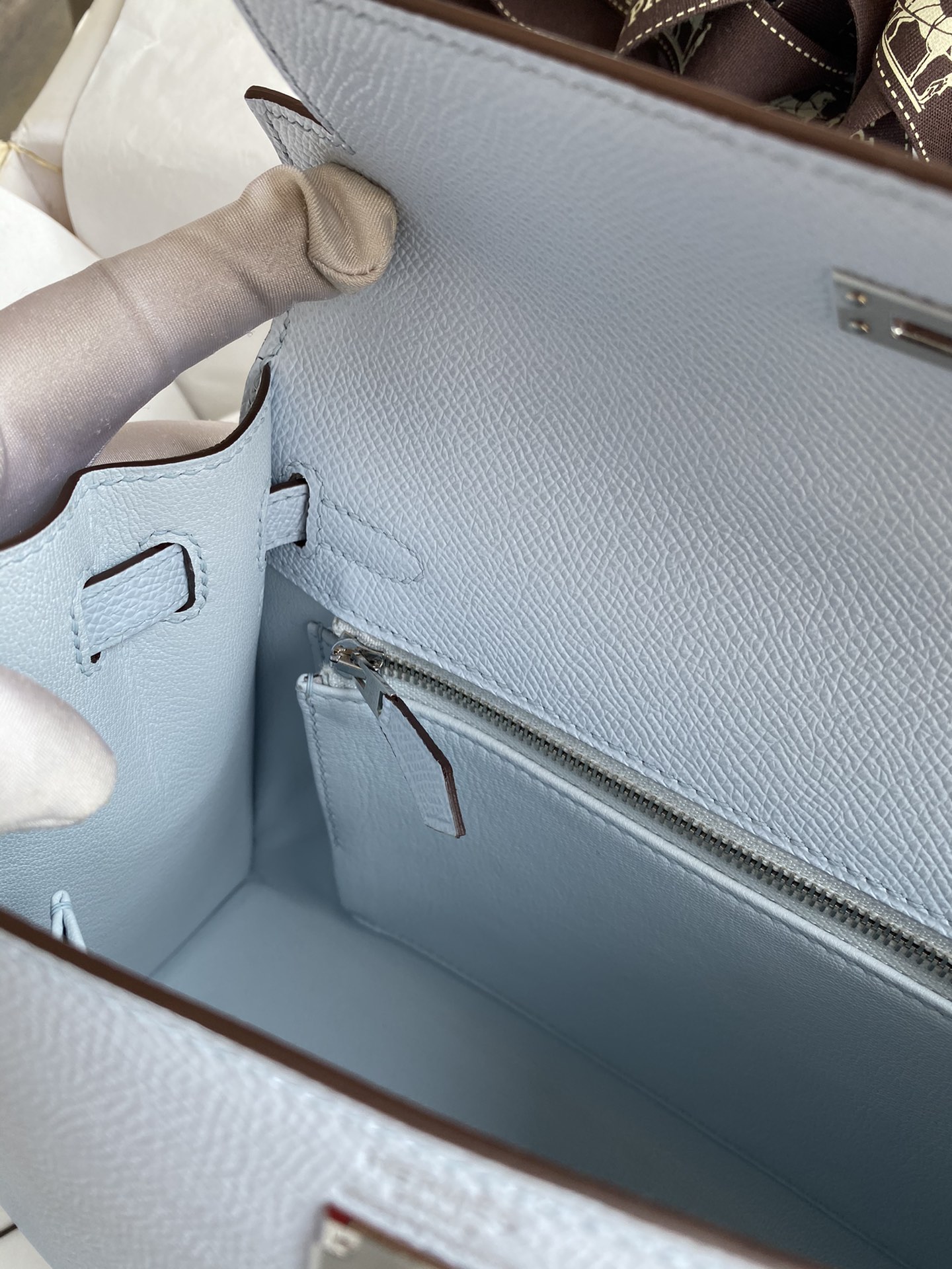 Hermes Kelly 25 Bag In Sky Blue Epsom Leather For Women 25cm/10in