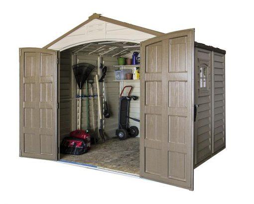 g DuraMax 8��x8�� Premier Series Duraplus Vinyl Shed with Foundation