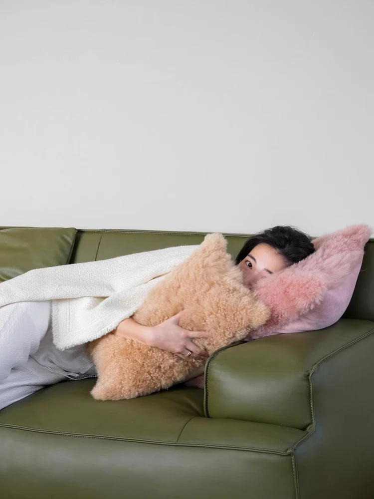 BD049 (Waist Support) - Pure Cashmere! 100% Cashmere Soft Golden Fleece Sofa Bed Head Waist Goat Hair Pillow