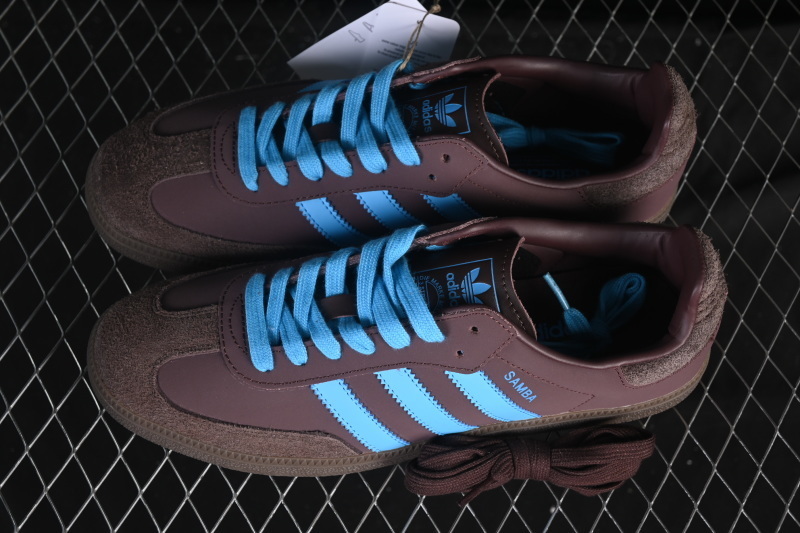 Adidas Samba Og Clover Casual Board Shoes Sky Blue/Wine Red JI2733