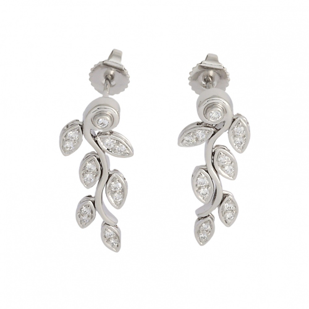 Tiffany & Co. Paloma Picasso Leaf Earrings Platinum Diamond