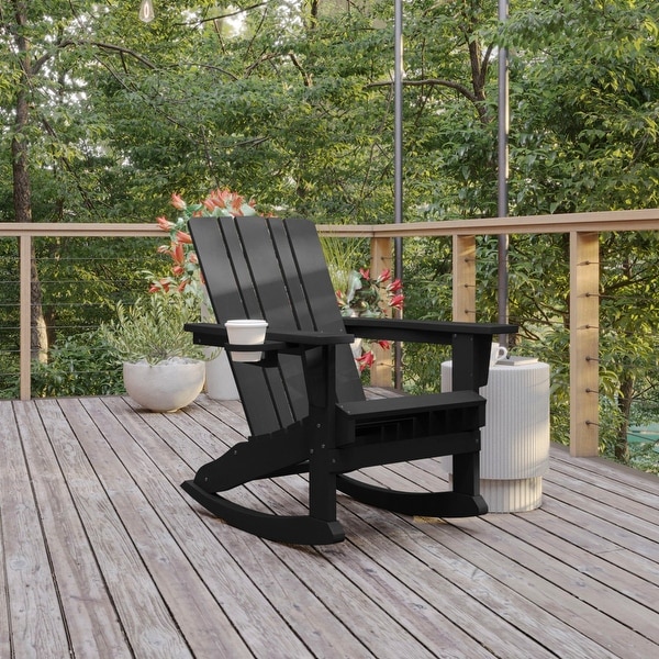 Commercial AllWeather Rocking Adirondack Chair with Swiveling Cupholder