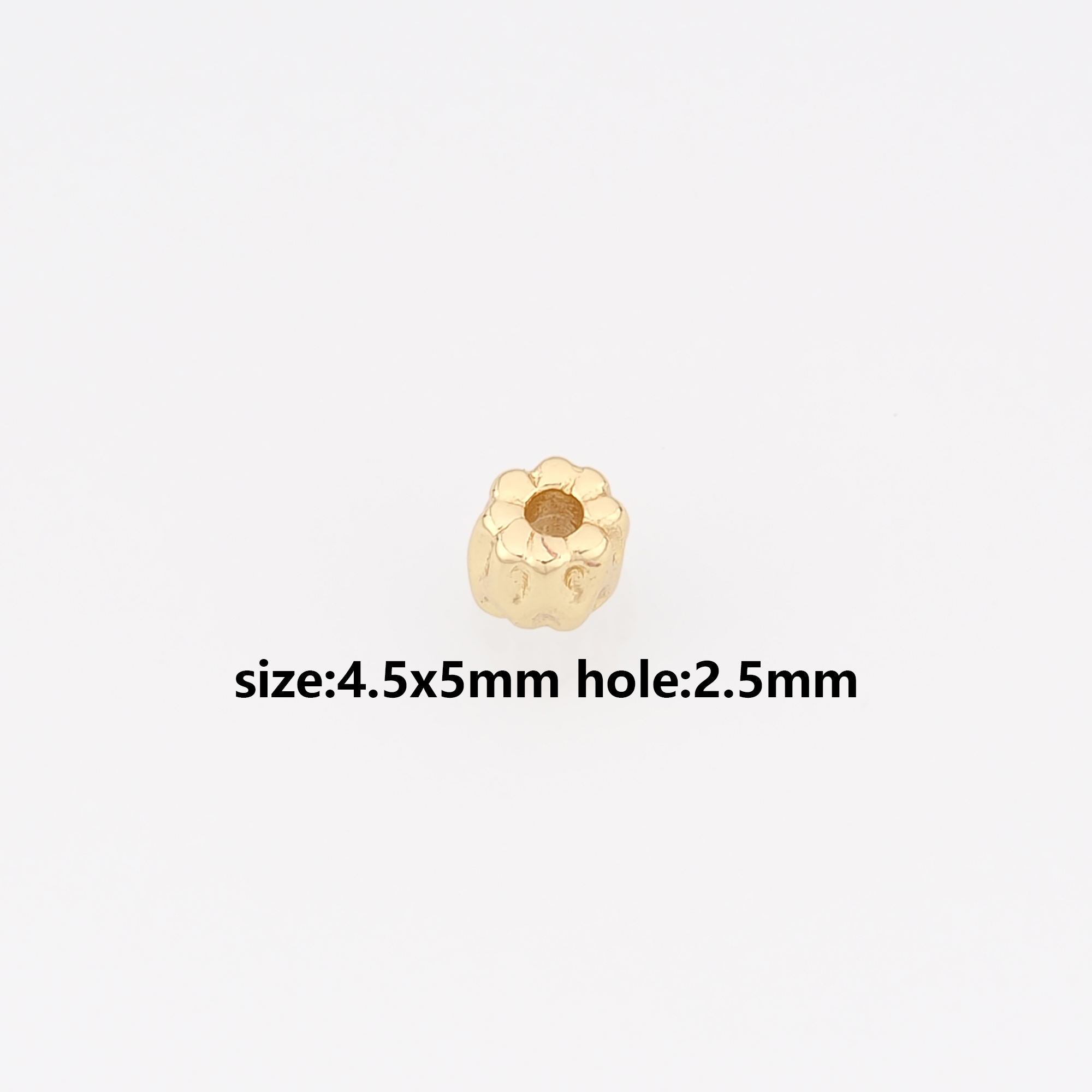 10Pcs 18K Gold Filled Barrel Spacer Beads,Flower Barrel Beads for Bracelet Jewelry Necklace Making Supply