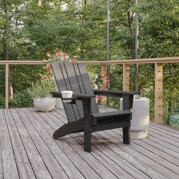 Commercial Grade AllWeather Adirondack Chair with Swiveling Cupholder
