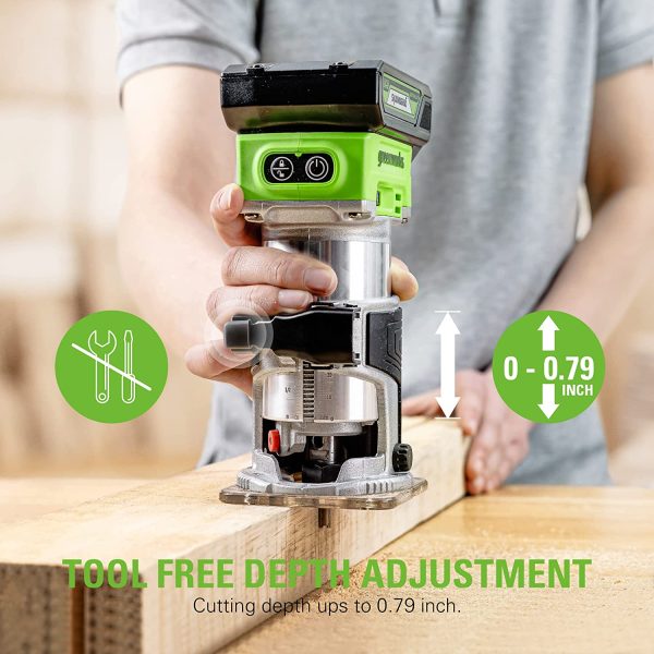 24V Brushless 30,000 RPM Compact Router with 2Ah Battery and Charger
