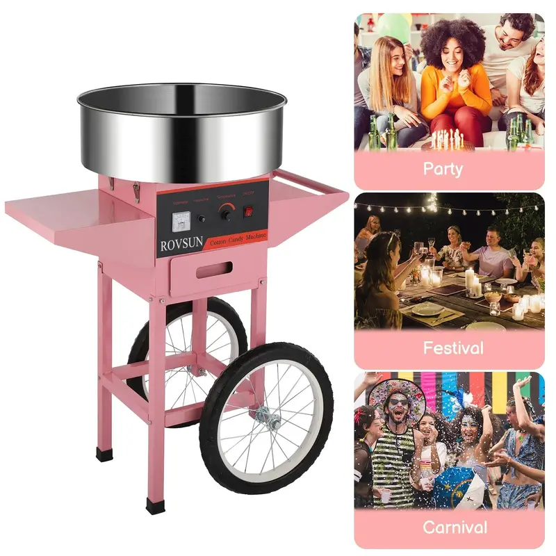 ROVSUN 21-Inch Cotton Candy Cart – Mobile Concession Machine