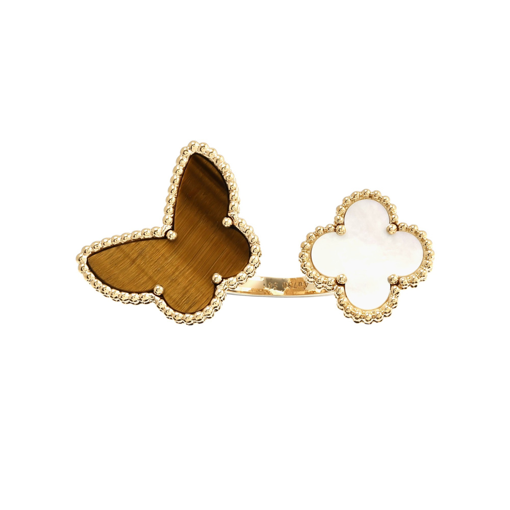 Van Cleef & Arpels Lucky Alhambra Entre Les Door Ring 18K Yellow Gold VCARN05800