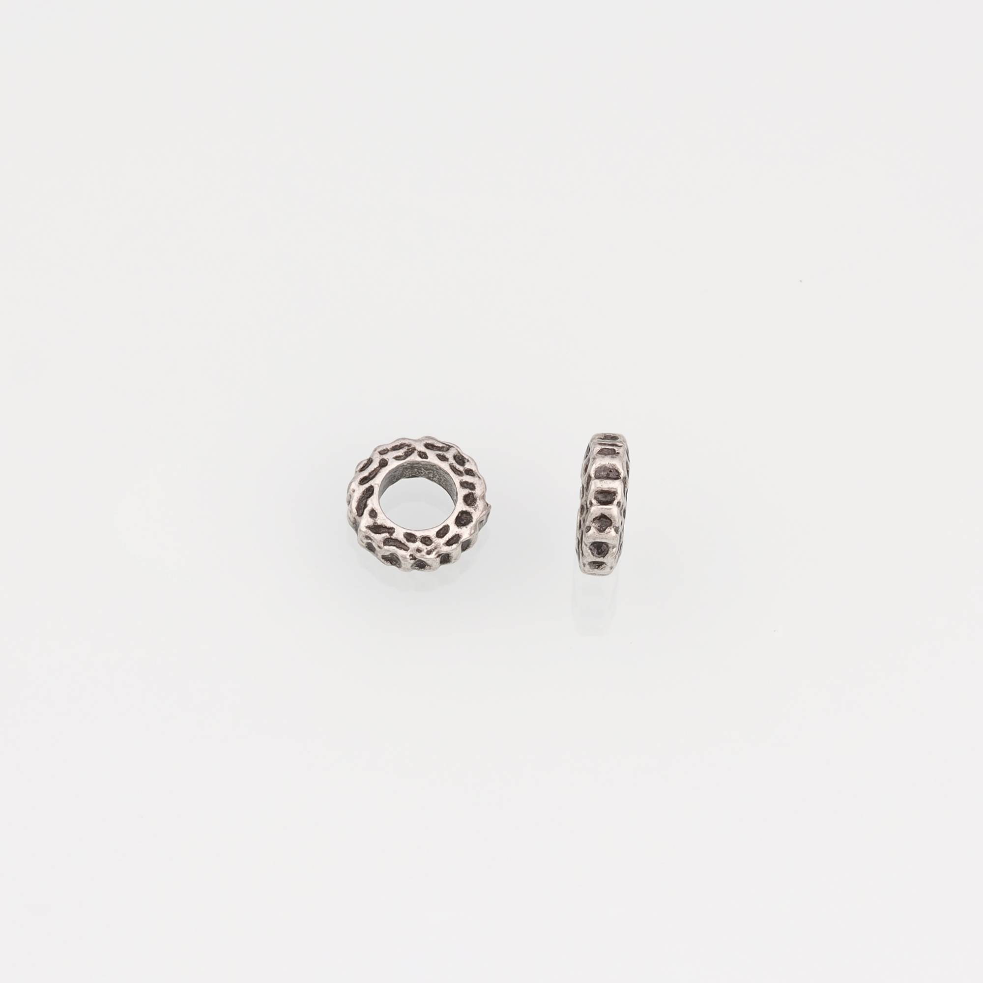 10Pcs Ancient Silver Round Beads,Flat Bead,Round Flat Spacer Beads,DIY Jewelry Making Supply