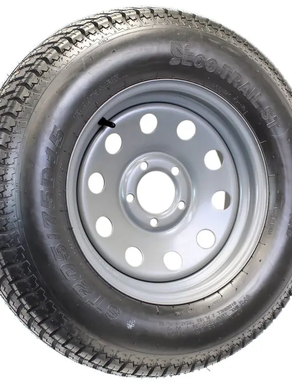 ST205/75D15 Trailer Tire Mounted on Silver 15-Inch 5-Lug Wheel – Load Range C