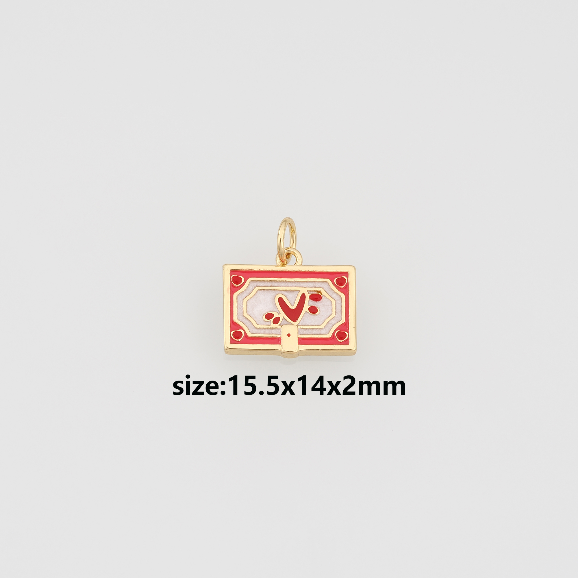 18K Gold Filled Rectangle Pendant,Enamel Rectangle Charm Earrings Necklace for DIY Jewelry Making Supply