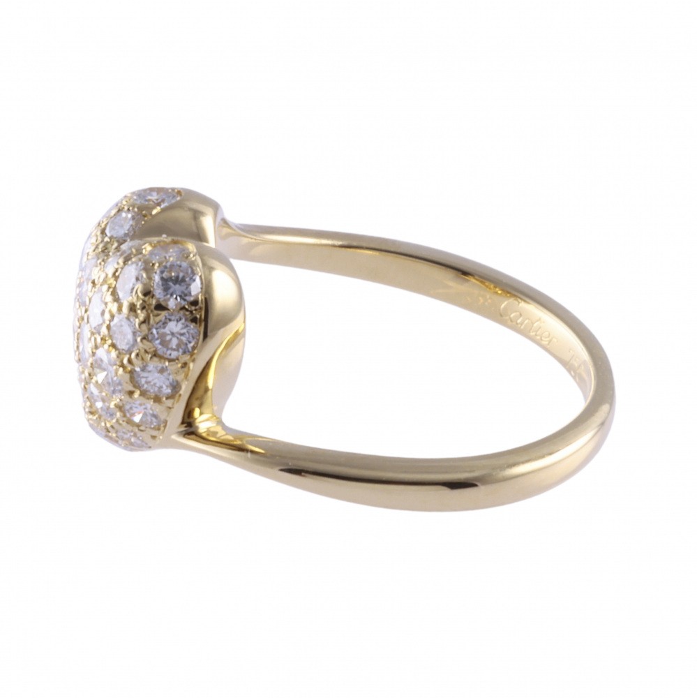 Cartier Pave D Heart Ring K18YG Yellow Gold Diamond