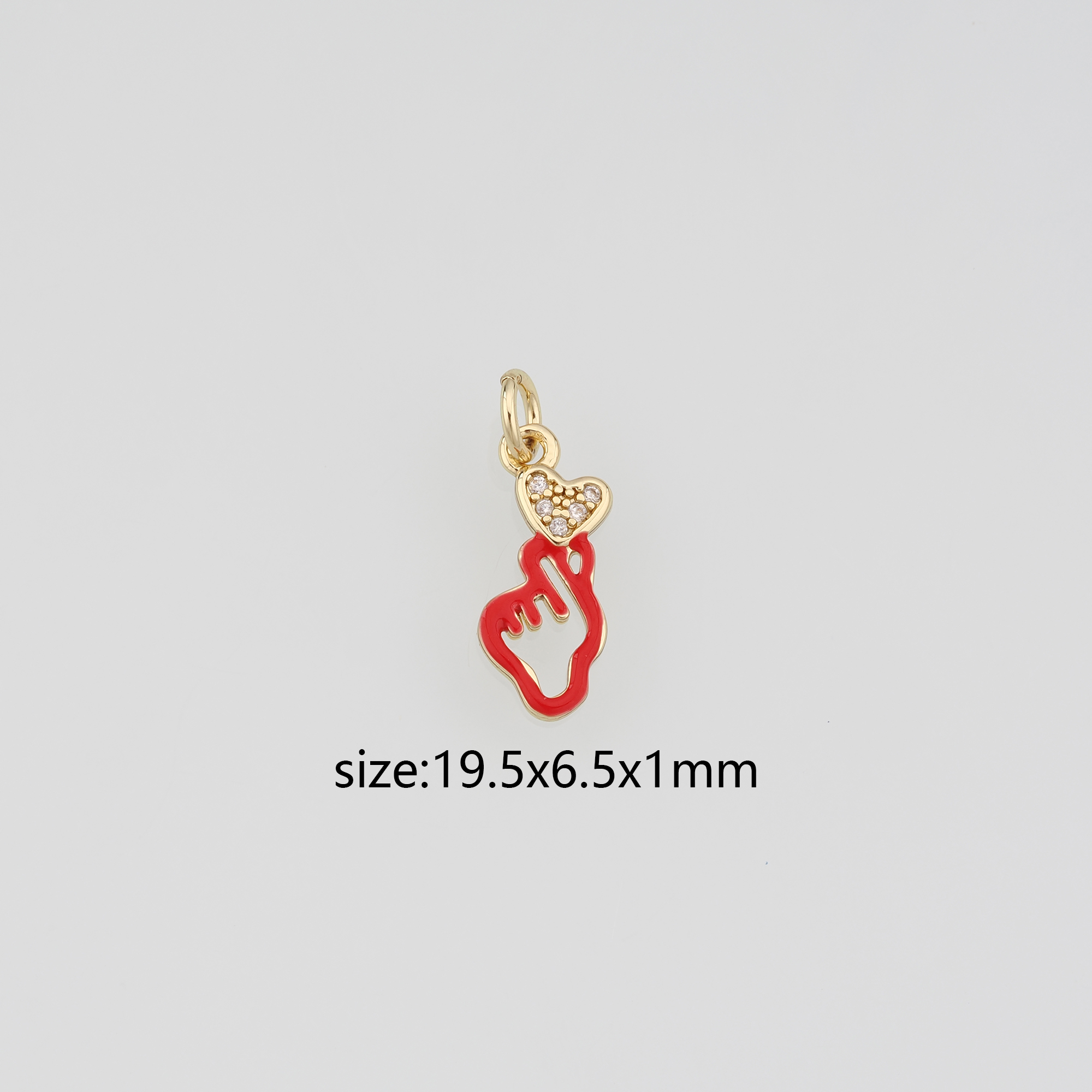 18K Gold Filled Heart Hand Pendant,Enamel Gesture Charm Earrings Necklace for DIY Jewelry Making Supply