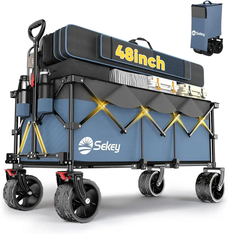 Sekey 48-Inch Extended Folding Cart – 440 lb Load Limit, 300L Garden & Moving Utility Solution