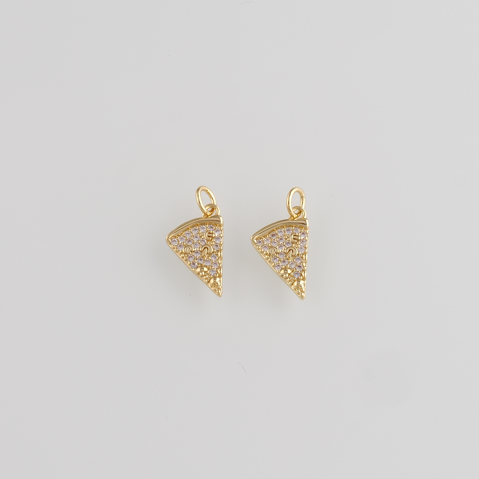 18K Gold Filled Pizza Pendant,CZ Micro Pave Pizza Charm Earrings Necklace for DIY Jewelry Making Supply