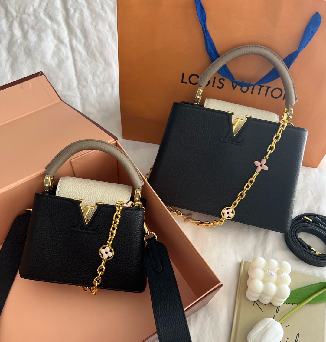 Louis Vuitton Capucines Mini Taurillon Cowhide Black And Grey 20Cm M20708