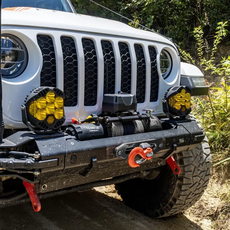 RUGCEL 12000lb Waterproof Electric Winch – 12V Black Steel Rope Winch with Dual Remote & Fairlead