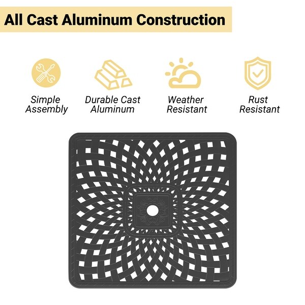 30.71 in. Black Square Cast Aluminum Patio Dining Table