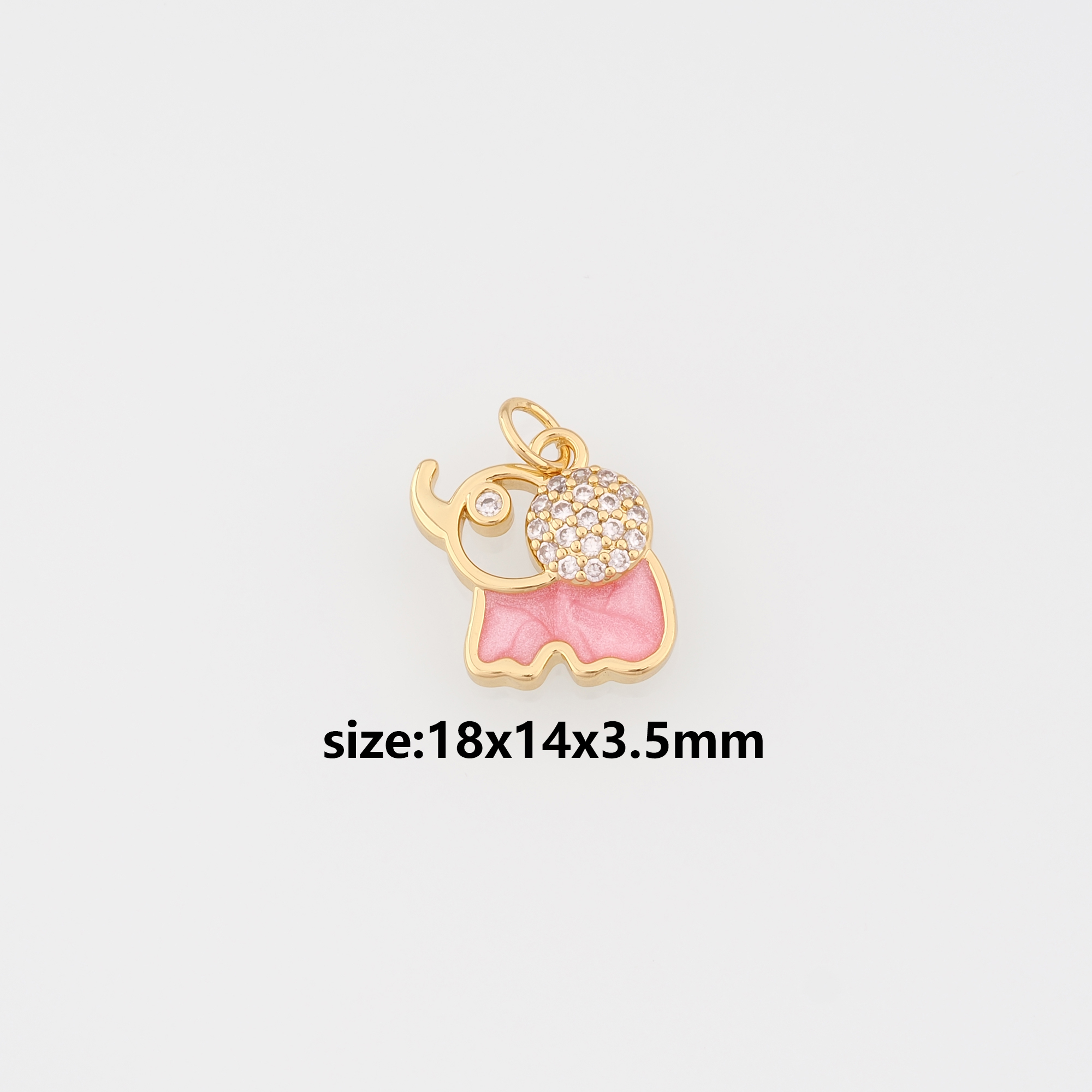 18K Gold Filled Elephant Pendant,CZ Micro Pave Elephant Charm Earrings Necklace for DIY Jewelry Making Supply