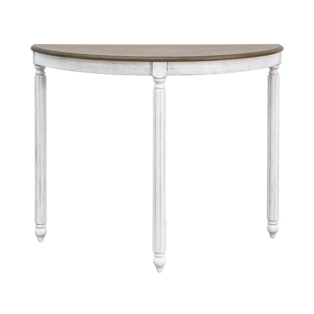 Galano Marcello 37 0 In Spray Paint White And Oak Half Moon Solid Wood Console Table