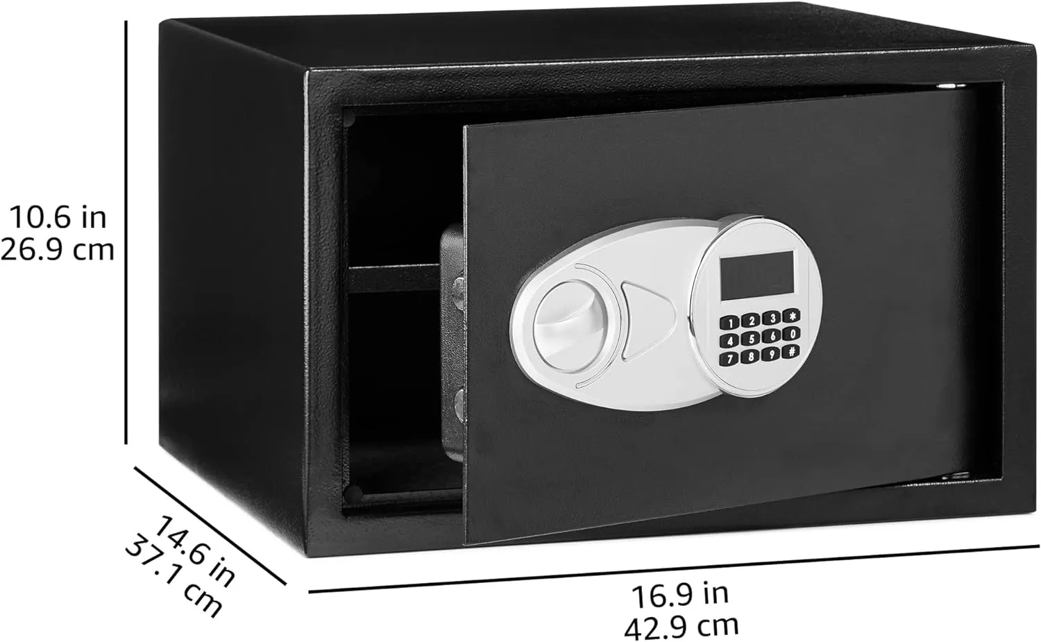 Basic steel safety box with programmable electronic keyboard, 0.7 cubic feet, black