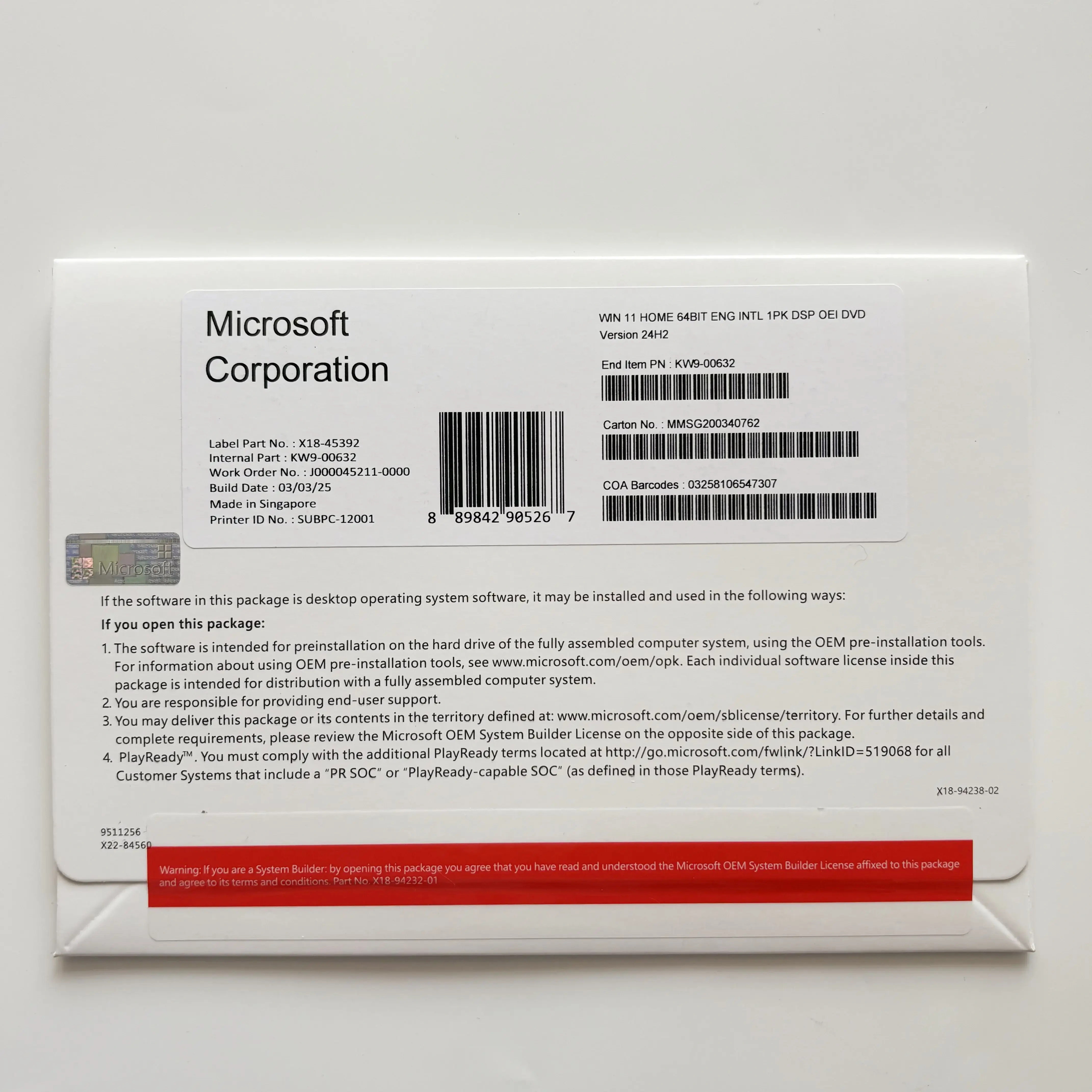 Windows 11 Home 64Bit EngIntl 1pk DSP