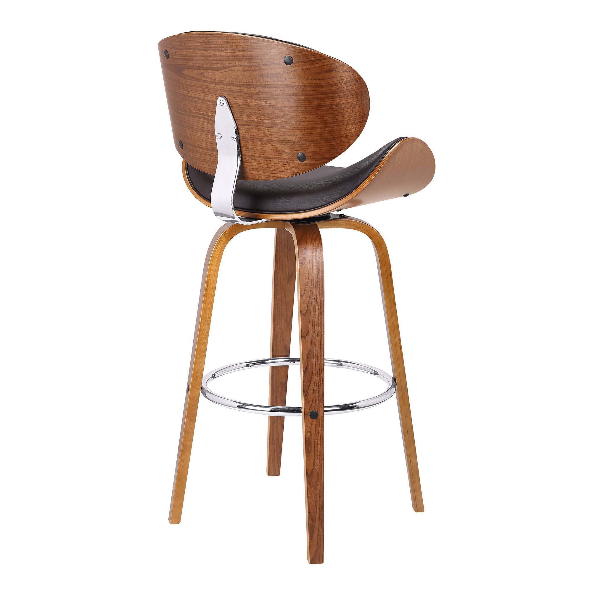 30x22 Caswell Mid-Century Swivel Height Barstool Brown - Armen Living