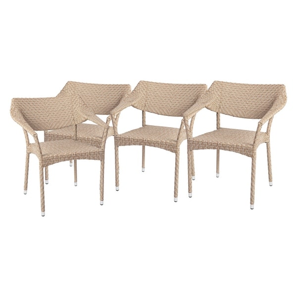 All Weather Commercial Grade PE Rattan Stacking Patio Chairs