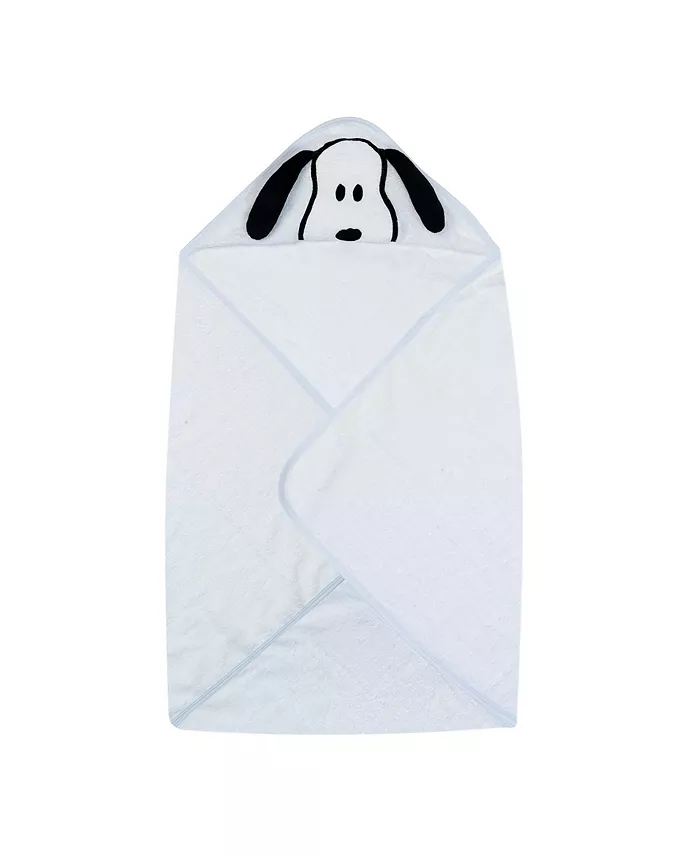 Lambs and Ivy Snoopy Baby Infant Cotton Hooded Bath Towel - White