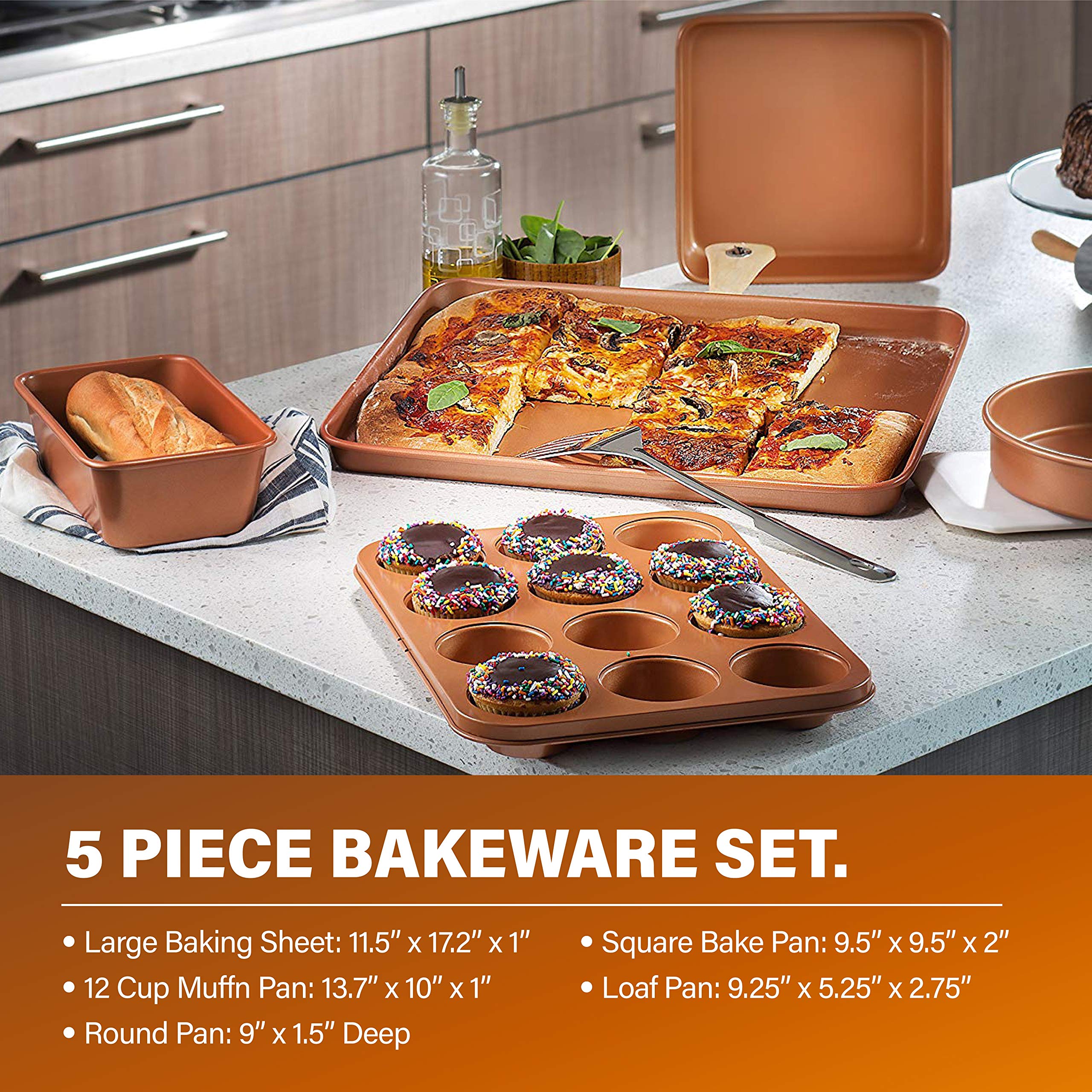Gotham Steel 20 Pc Copper Pots and Pans Set Nonstick Cookware Set, Pot and Pan Set, Kitchen Cookware Sets, Ceramic Cookware Set, Ceramic Non Stick Pots and Pans Set with Lids, Pot Set, Dishwasher Safe