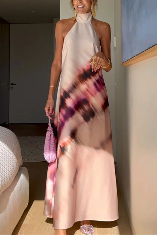 Halter Backless Maxi Dress - Elegant Swing StyleClistos