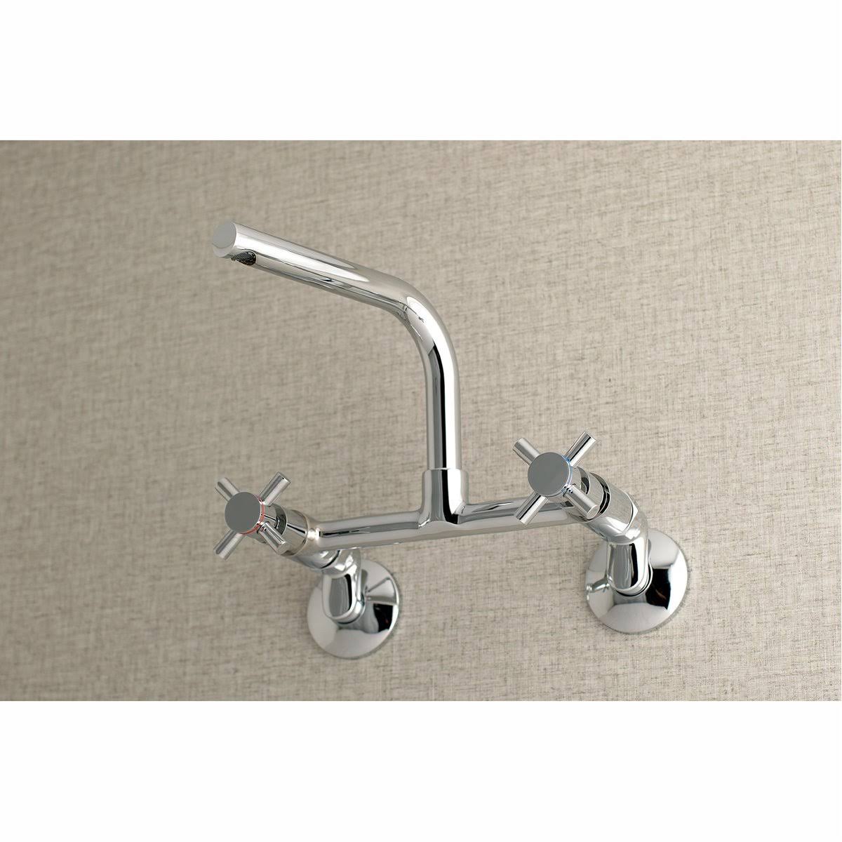 Kingston Brass Concord 8-Inch Adjustable Center Wall Mount Kitchen Faucet - Brushed Brass
